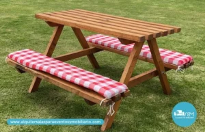 alquiler de mesas con cojines picnic