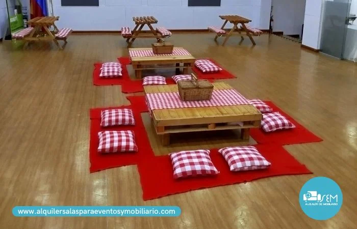 mesas y bancas picnic en alquiler